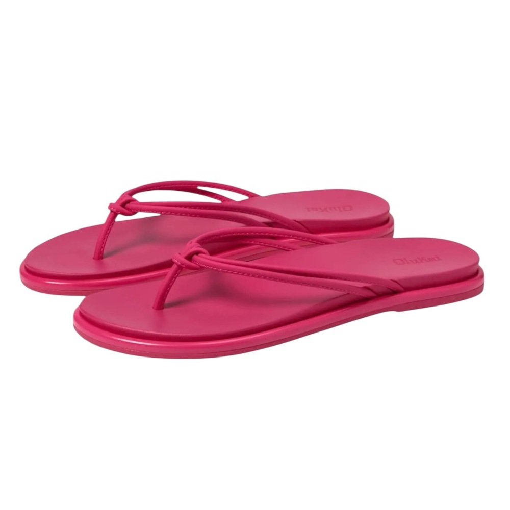 OluKai Pink “Plumeria” ‘AKA Knotted Strap Flip Flop Sandals Thong, Sz 8 NWT - Picture 3 of 8